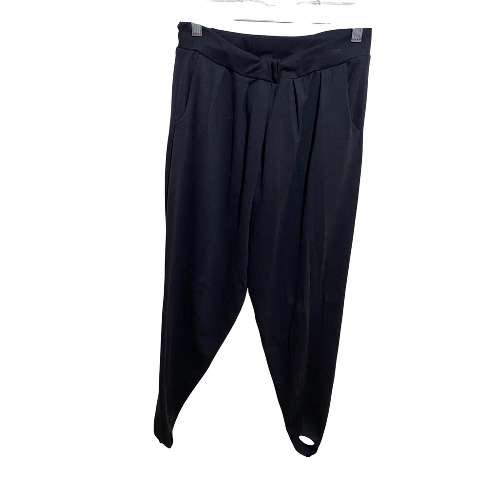 Trend Basics Womens Black Stirrup Pants Pleated High Waist Stretch‎ Size Large